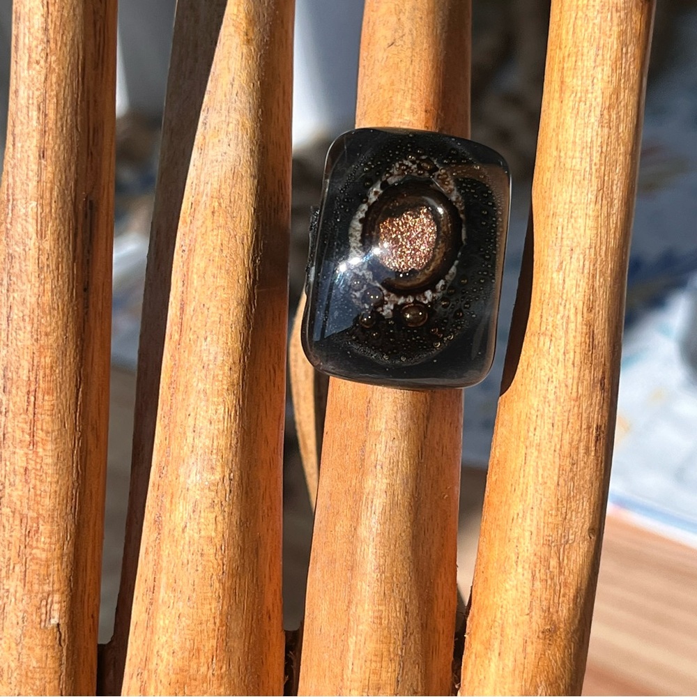 Rare Bespoke Leather Epoxy Eye of Sauron Ring Artisan Handmade Jewelry LOTR